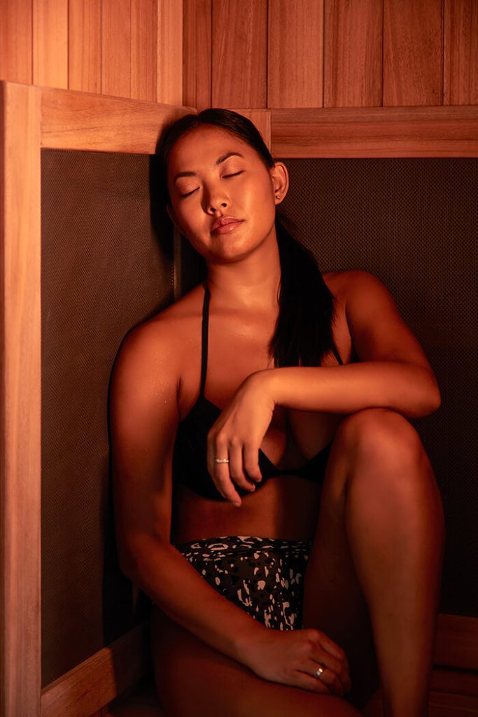 A women in an infrared sauna